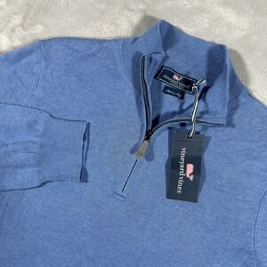 NWT Vineyard Vines Thaxter Quarter Zip Sweater Men S Blue Cashmere Made in Italy